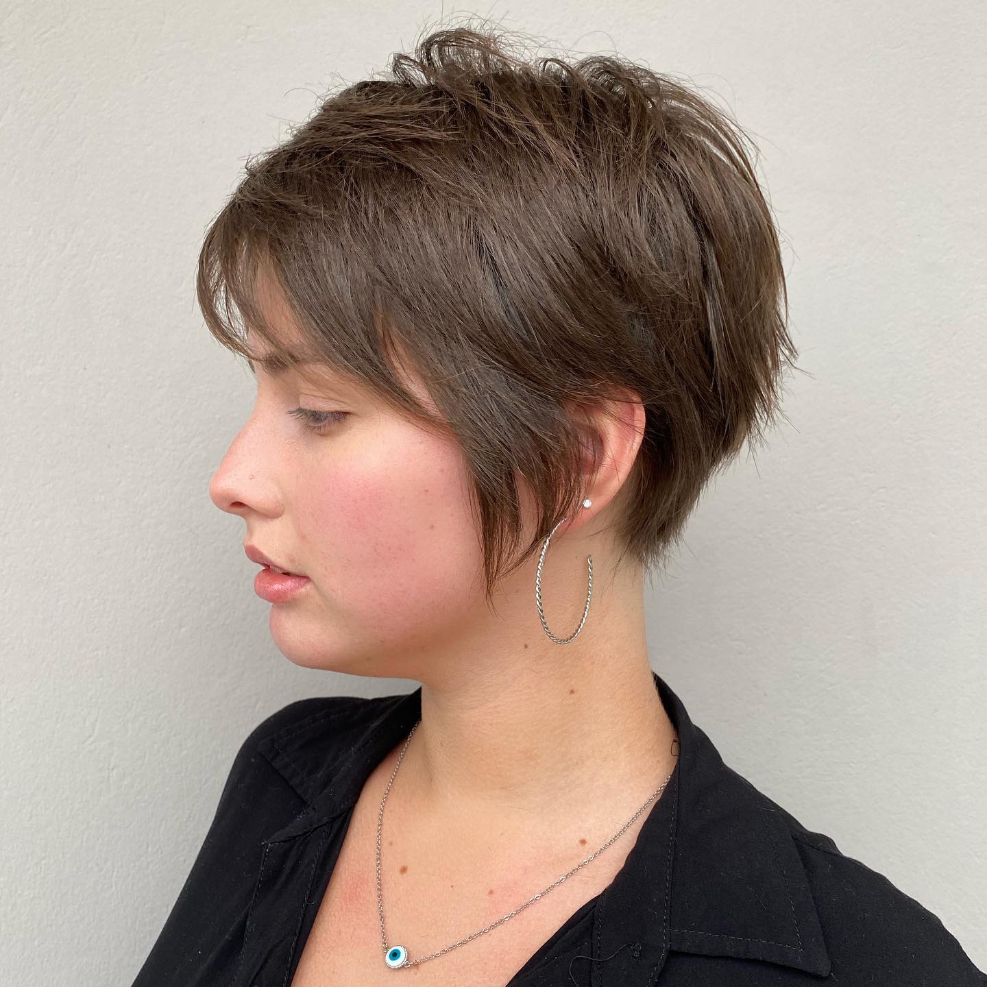 Elongated Pixie with Tousled Layers and Bangs