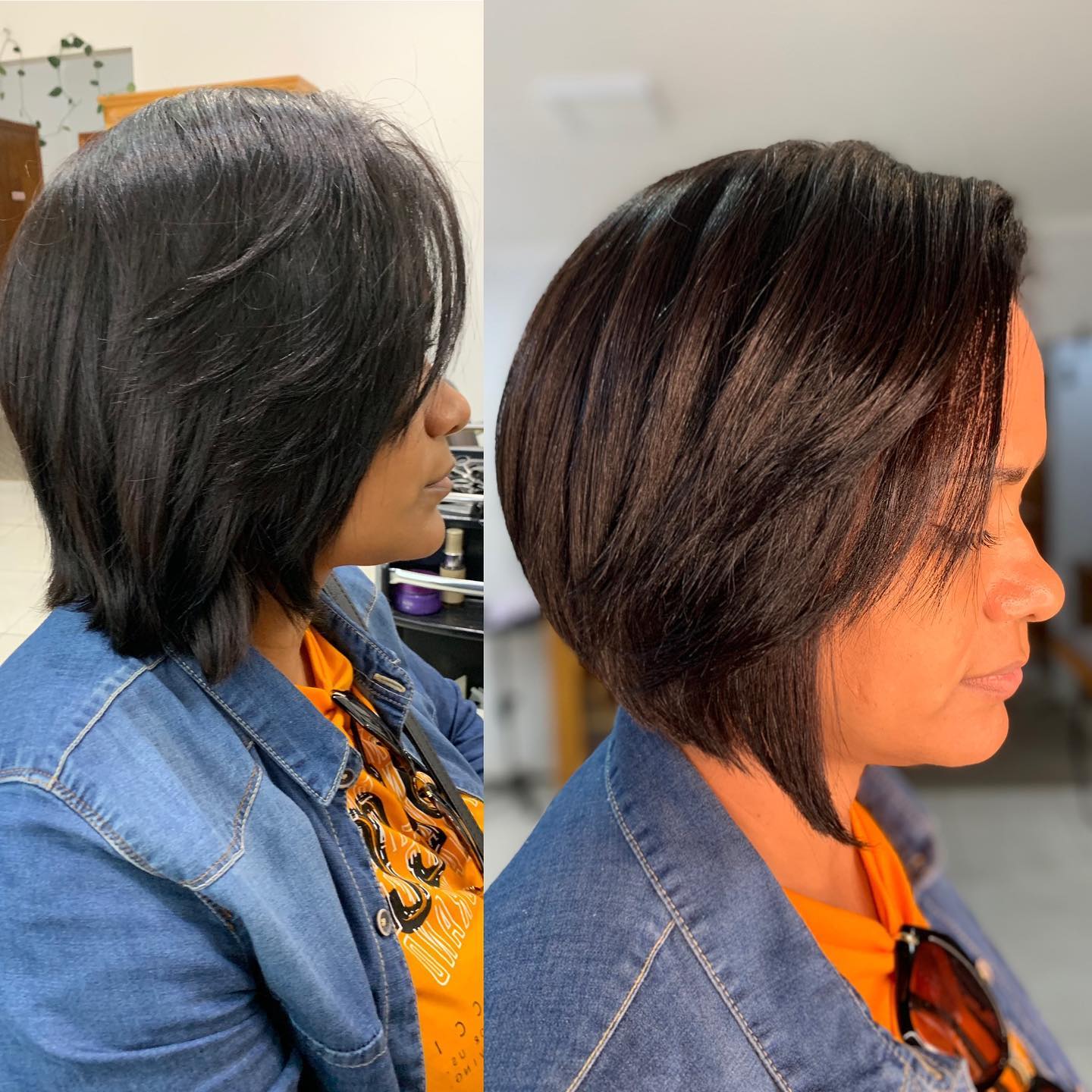 Black Inverted Bob Before and After