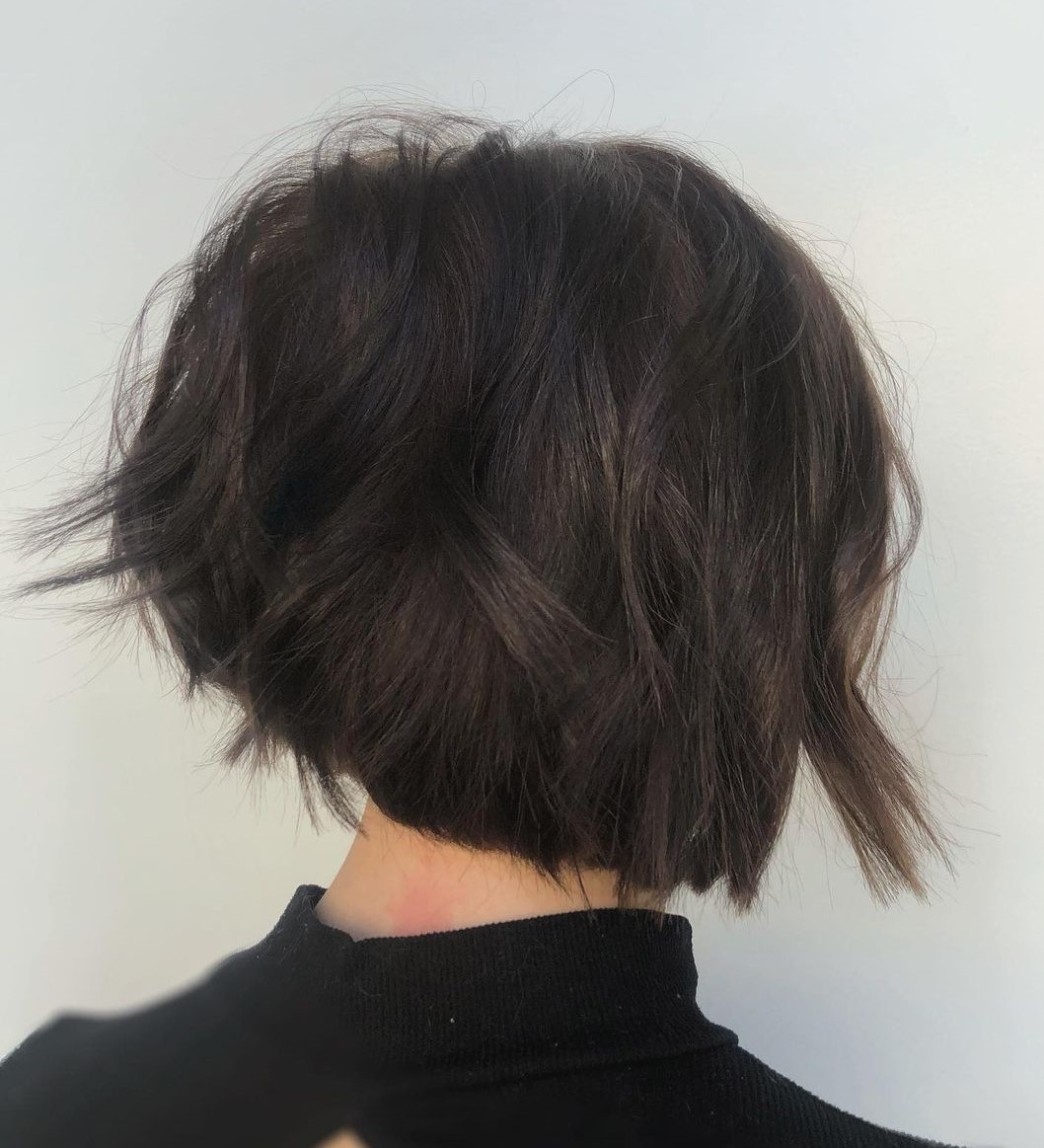 Brunette Inverted Bob with Shaggy Layers