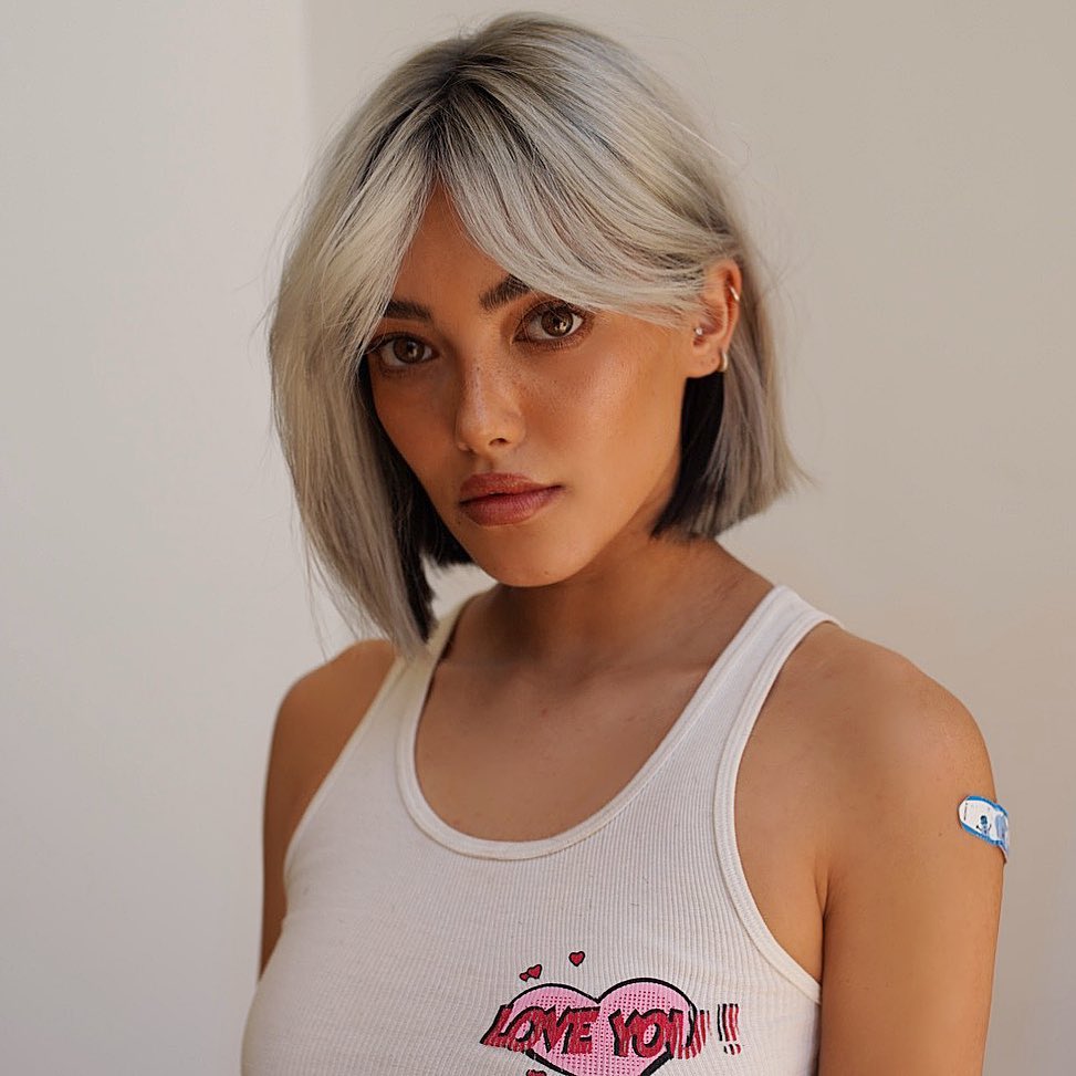 Asymmetrical Blunt Bob with Curtain Bangs