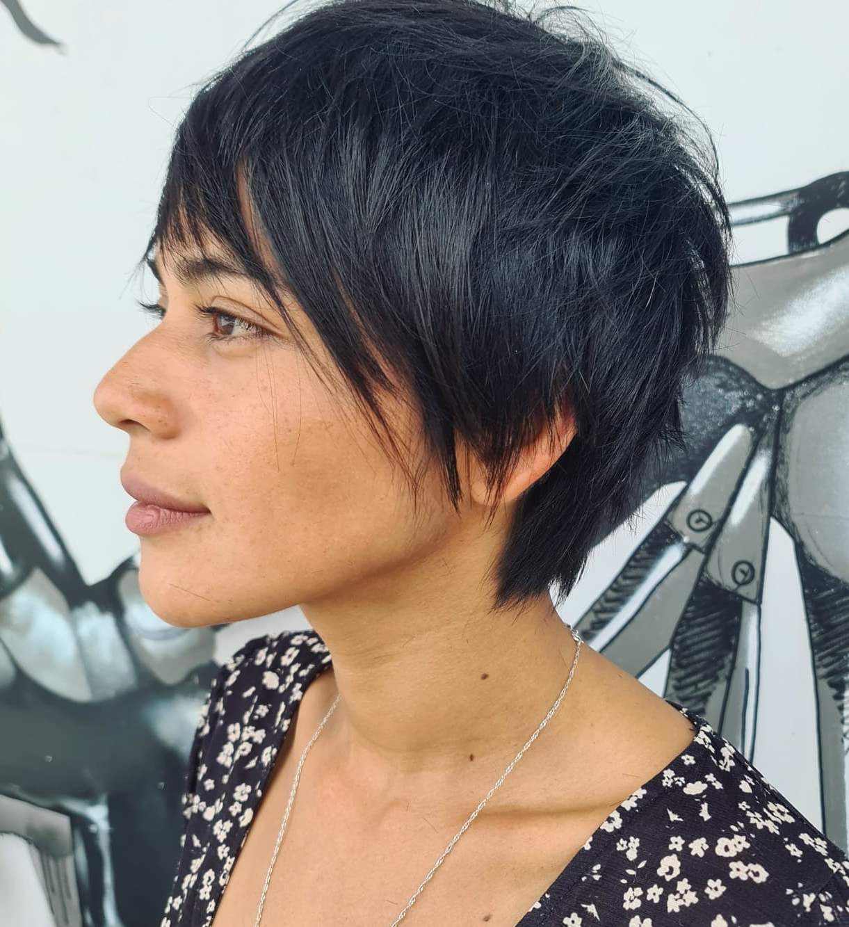 Messy Straight Layered Black Pixie