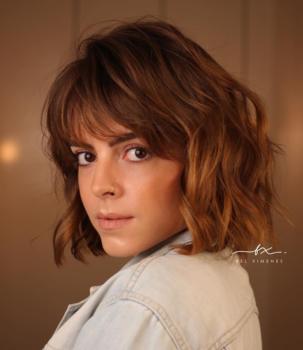 Short Messy Wavy Bob with Bangs