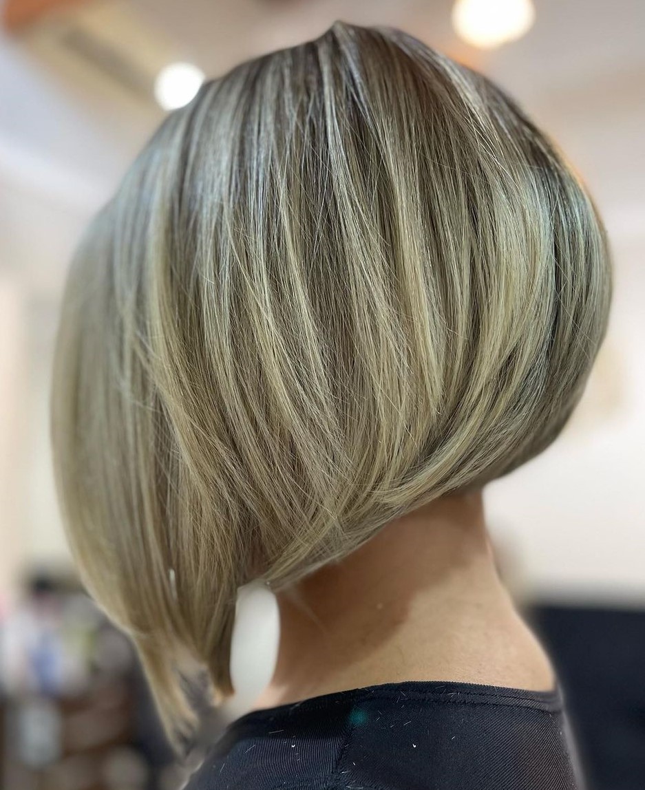 Thick Blonde Inverted Bob Haircut