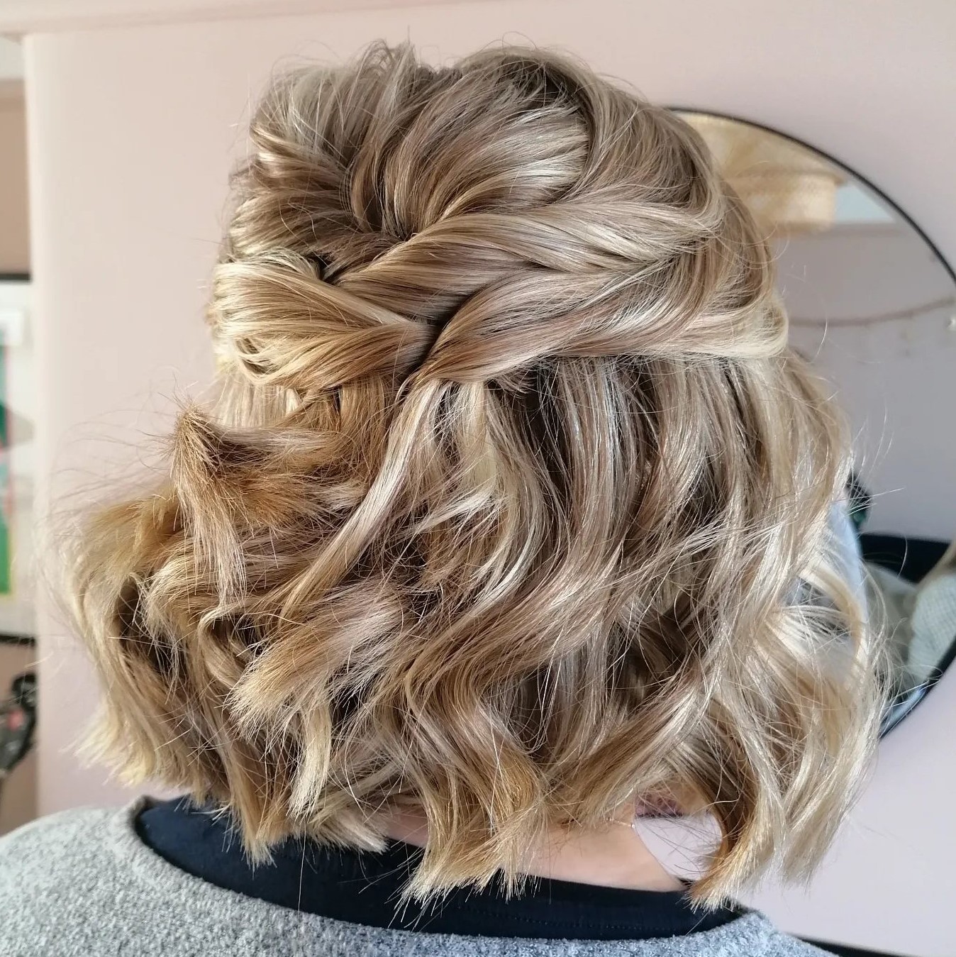 Twisted Wavy Half Updo