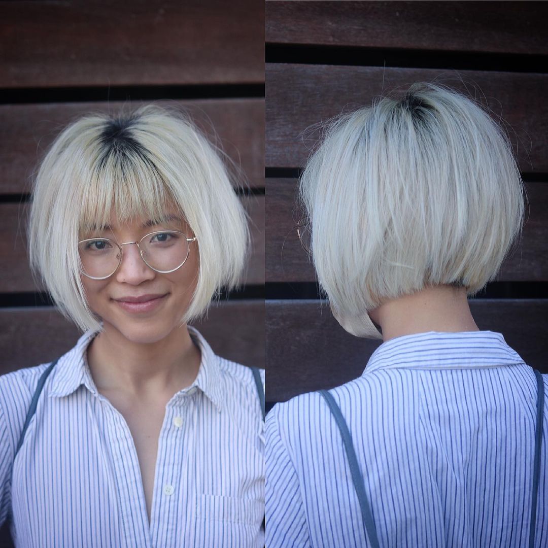 Wispy Blonde Concave Bob