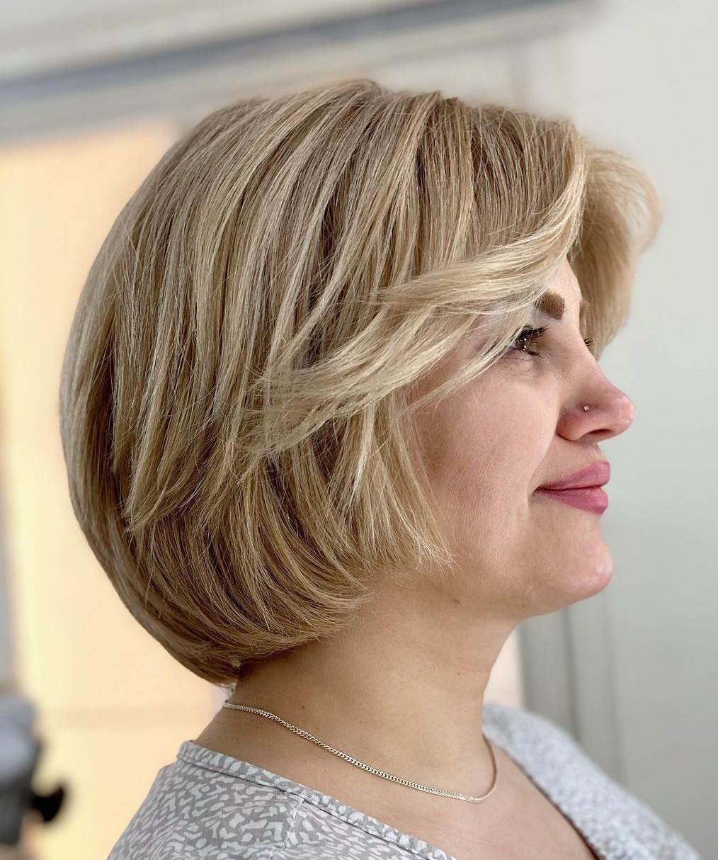 Short Thick Bob with Flipped-Up Bangs