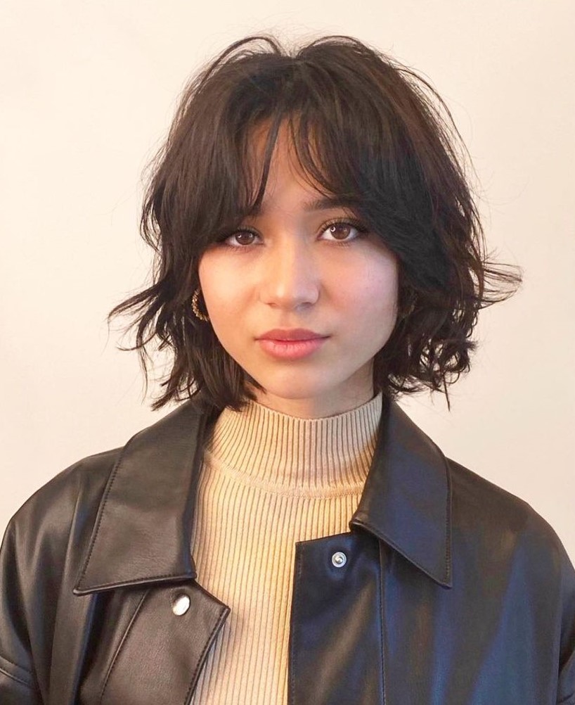 Messy Bob with Side Layered Bangs