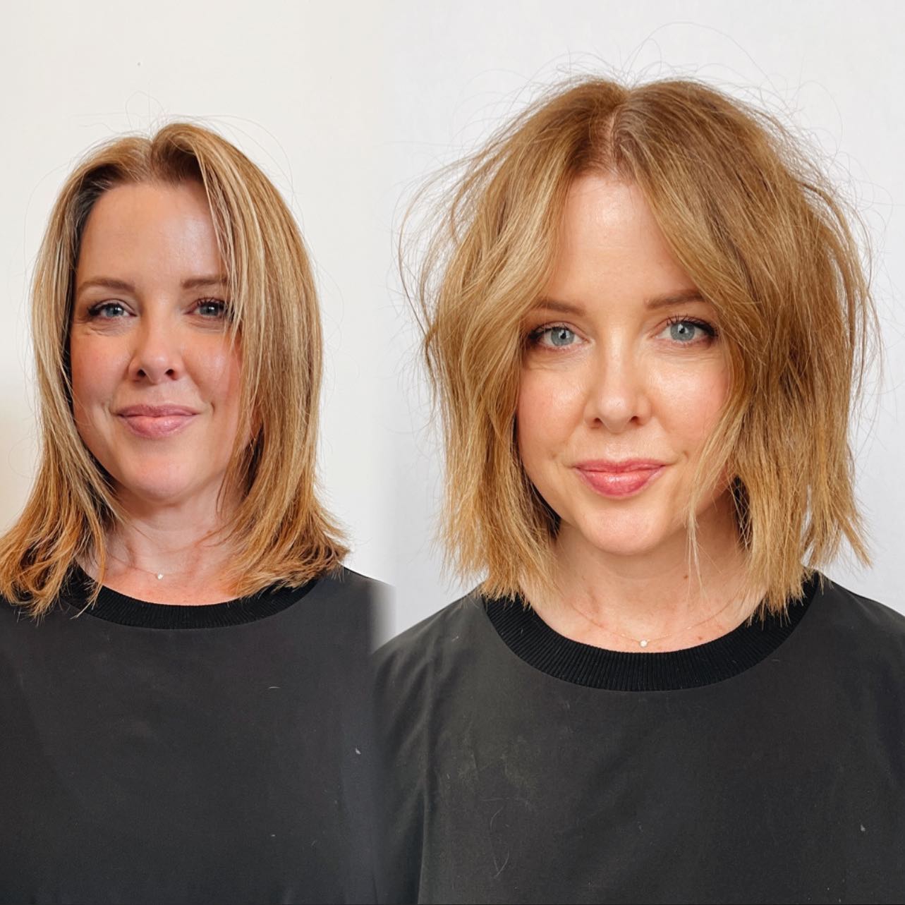 Volumized Shaggy Bob Before and After