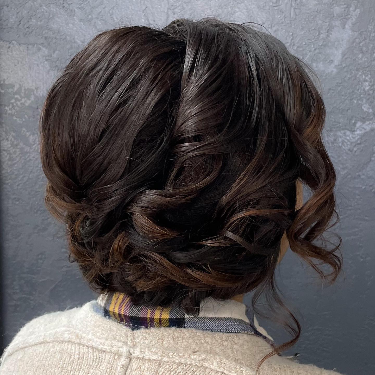 Curled Bouffant Updo for Short Hair