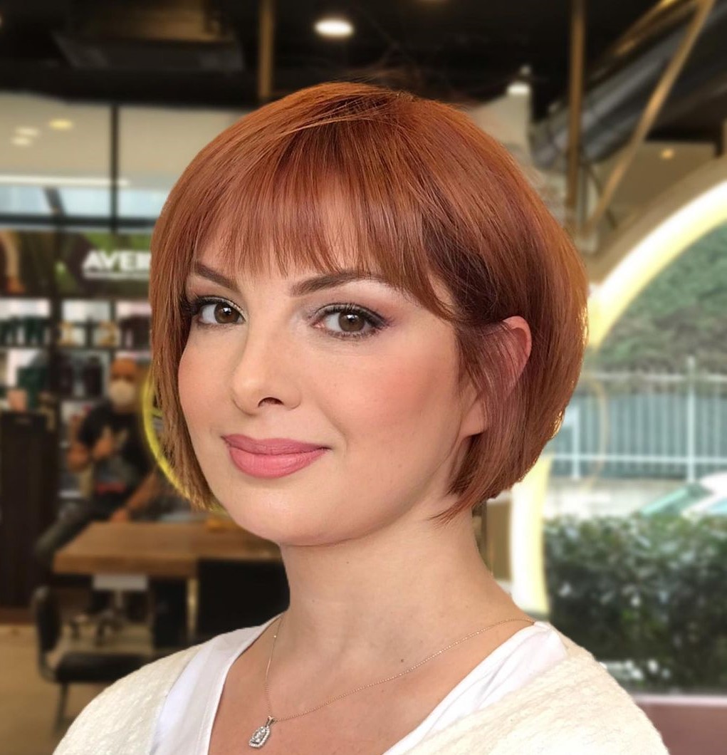 Round Face and Rounded Bob with Bangs