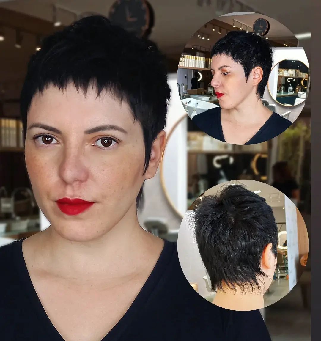 Short Black Pixie with Jagged Edges